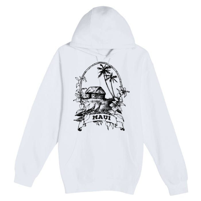 Maui Hawaii Vintage Retro Throwback Classic Vacation Premium Pullover Hoodie