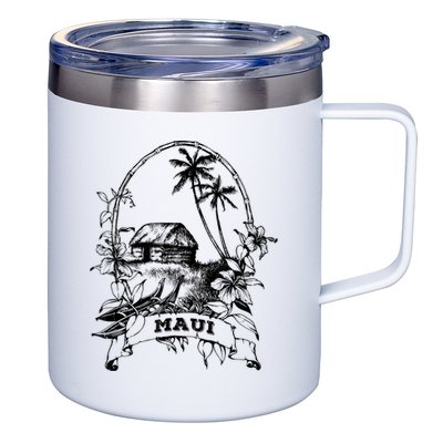 Maui Hawaii Vintage Retro Throwback Classic Vacation 12oz Stainless Steel Coffee Mug