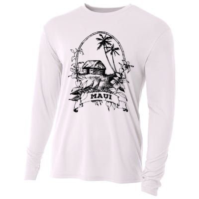 Maui Hawaii Vintage Retro Throwback Classic Vacation Cooling Performance Long Sleeve Crew