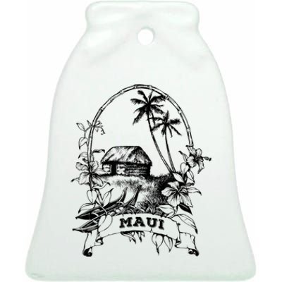 Maui Hawaii Vintage Retro Throwback Classic Vacation Ceramic Bell Ornament