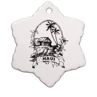 Maui Hawaii Vintage Retro Throwback Classic Vacation Ceramic Star Ornament