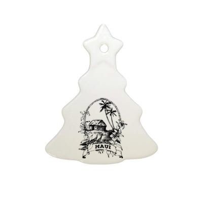 Maui Hawaii Vintage Retro Throwback Classic Vacation Ceramic Tree Ornament