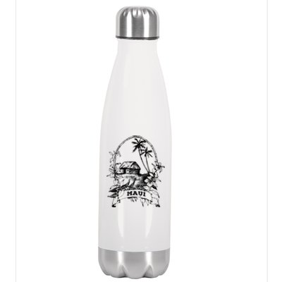 Maui Hawaii Vintage Retro Throwback Classic Vacation Stainless Steel Insulated Water Bottle