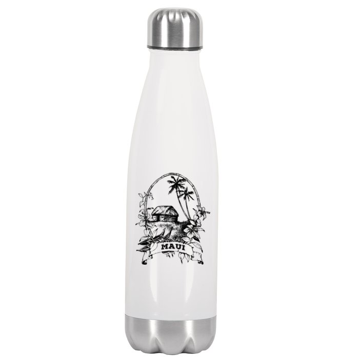 Maui Hawaii Vintage Retro Throwback Classic Vacation Stainless Steel Insulated Water Bottle