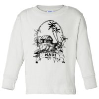 Maui Hawaii Vintage Retro Throwback Classic Vacation Toddler Long Sleeve Shirt