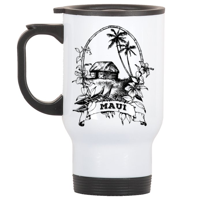 Maui Hawaii Vintage Retro Throwback Classic Vacation Stainless Steel Travel Mug