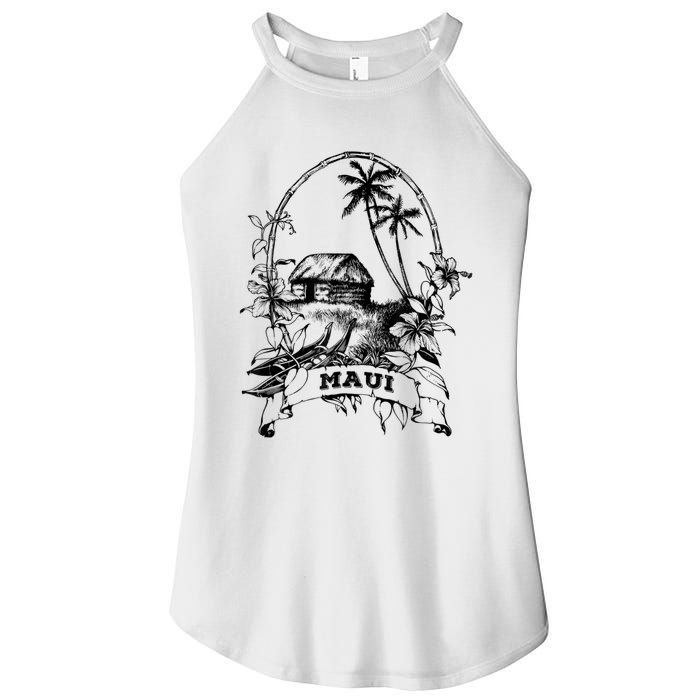 Maui Hawaii Vintage Retro Throwback Classic Vacation Women's Perfect Tri Rocker Tank