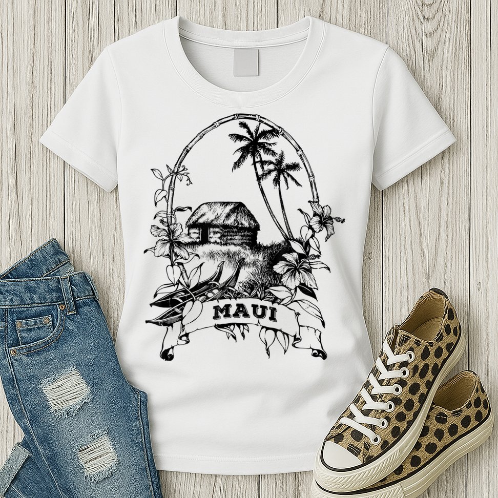 Maui Hawaii Vintage Retro Throwback Classic Vacation Womens T-Shirt