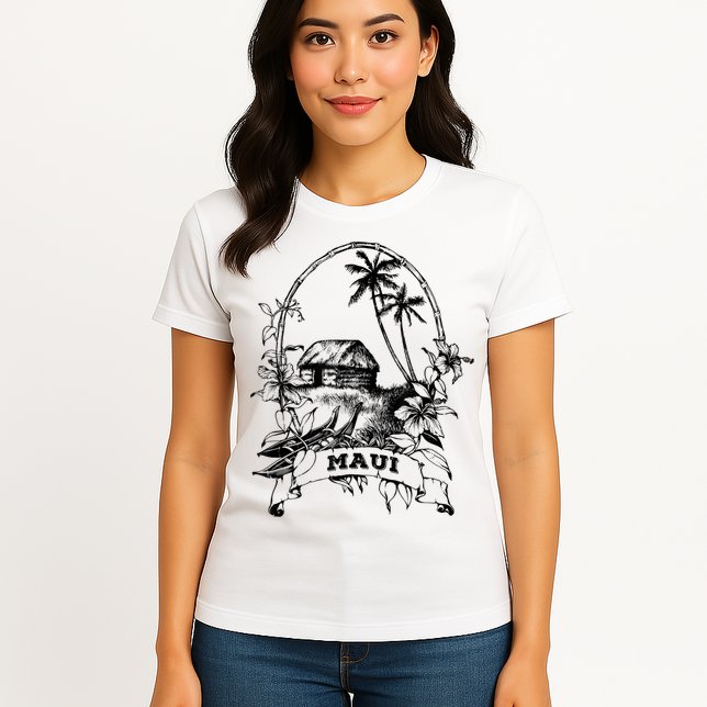 Maui Hawaii Vintage Retro Throwback Classic Vacation Womens T-Shirt