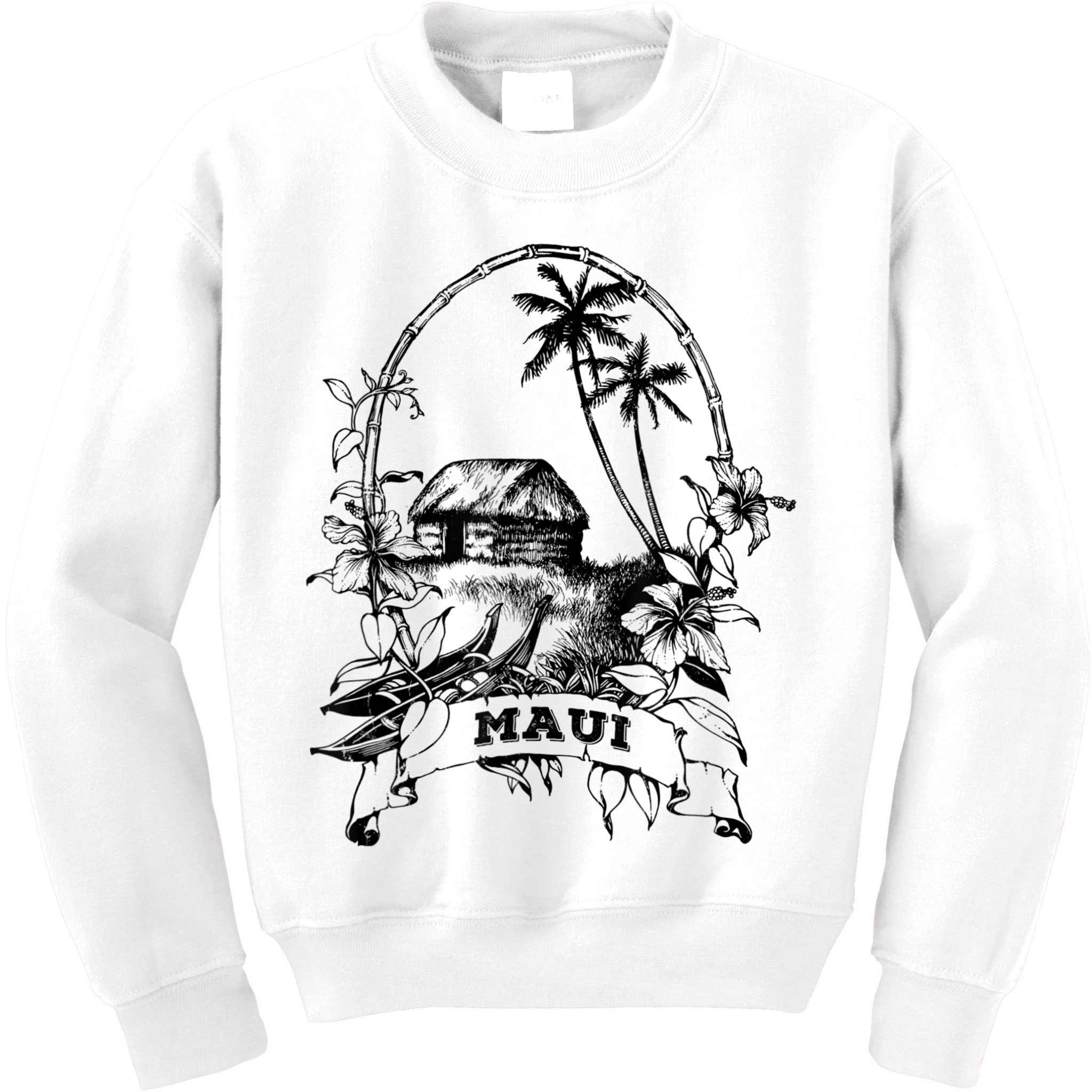 Maui Hawaii Vintage Retro Throwback Classic Vacation Kids Sweatshirt