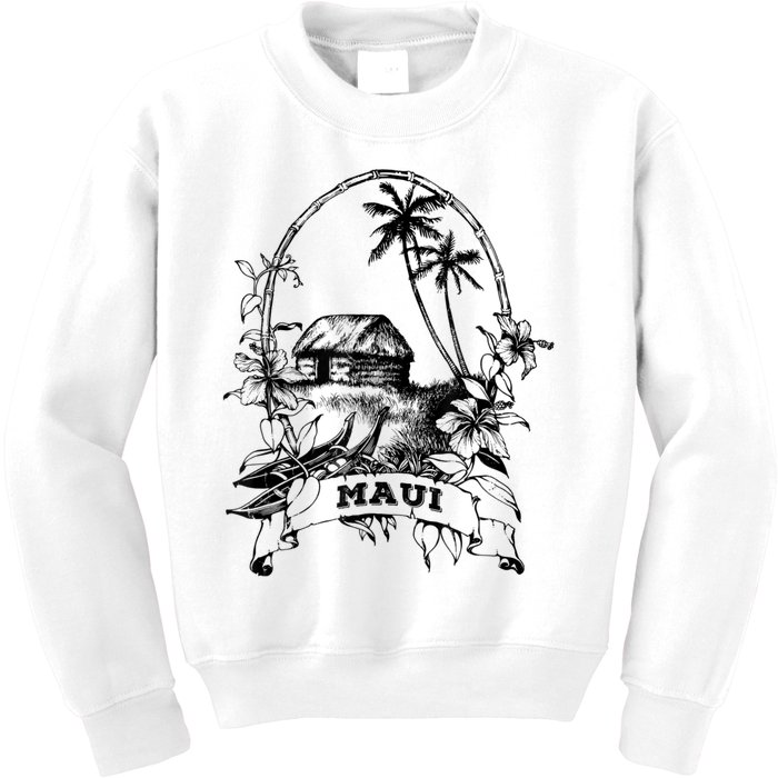 Maui Hawaii Vintage Retro Throwback Classic Vacation Kids Sweatshirt