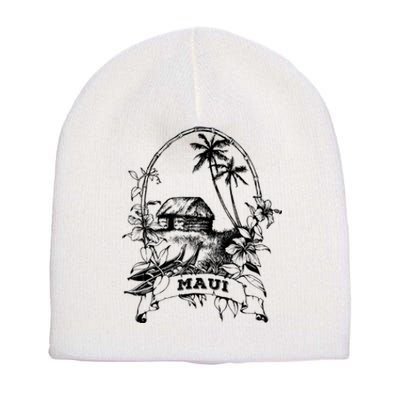 Maui Hawaii Vintage Retro Throwback Classic Vacation Short Acrylic Beanie