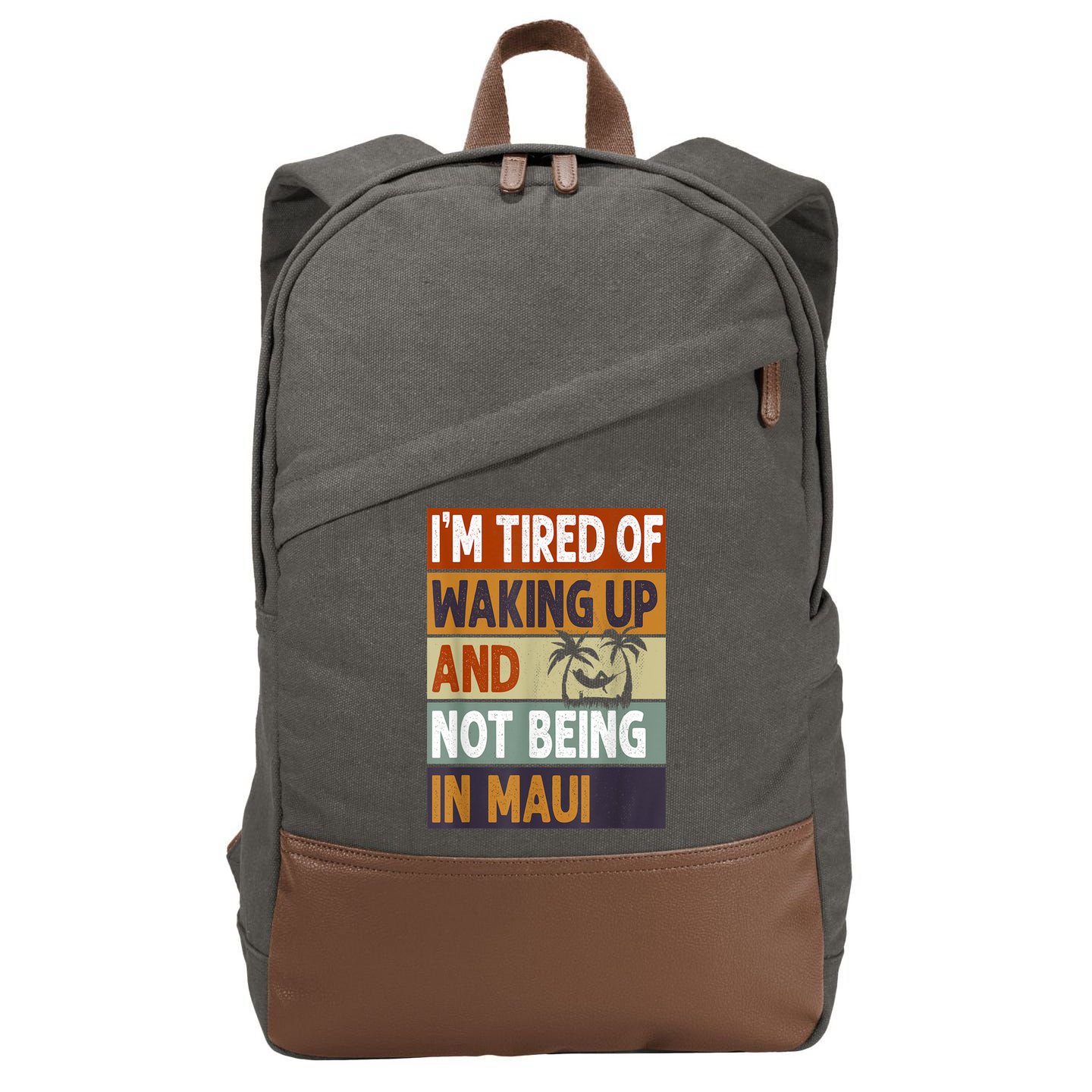 Maui Hawaii Vacation Souvenir Cotton Canvas Backpack