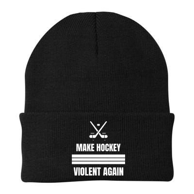 Make Hockey Violent Again Funny Hockey Players Maga Canada Ice Beanie