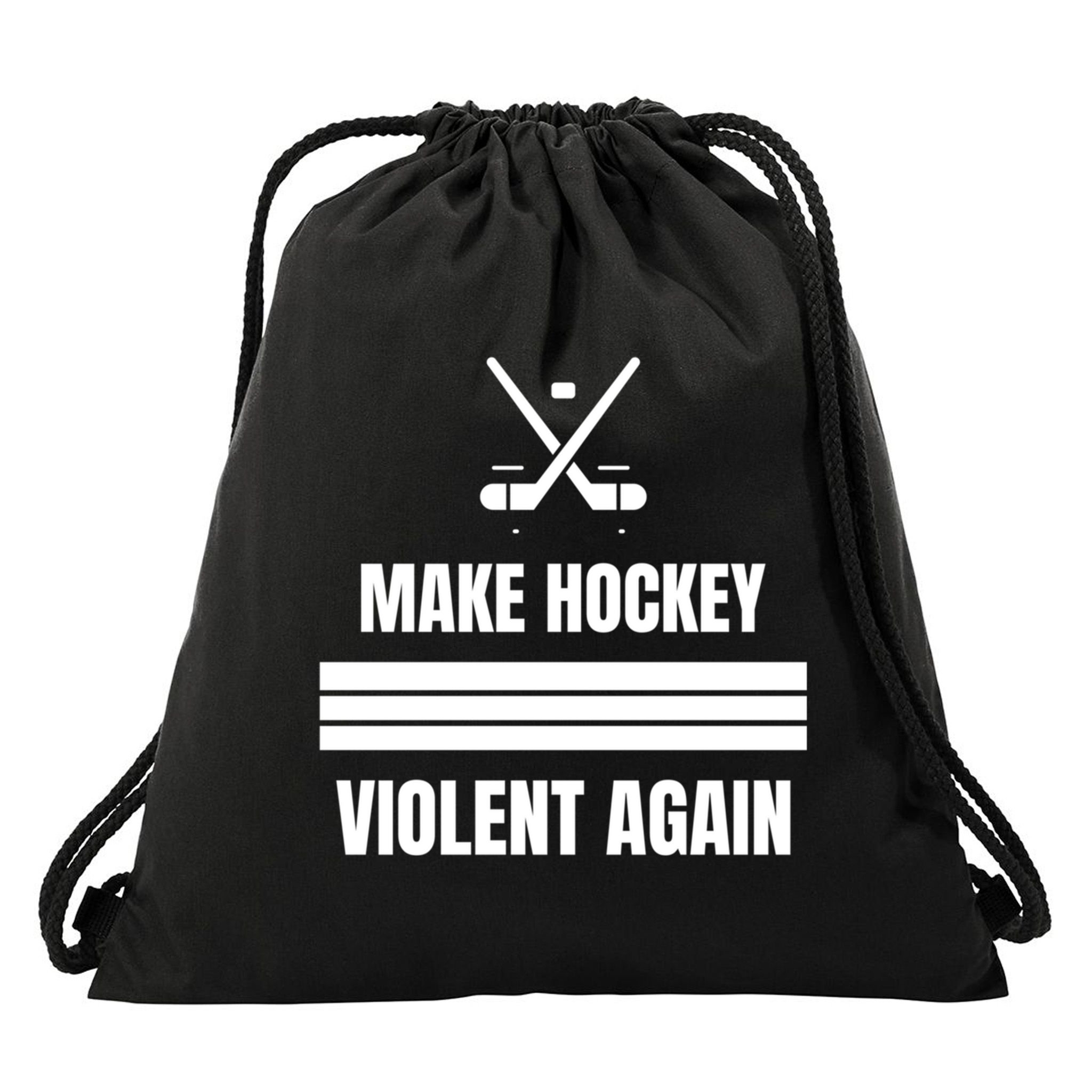Make Hockey Violent Again Funny Hockey Players Maga Canada Ice Drawstring Bag