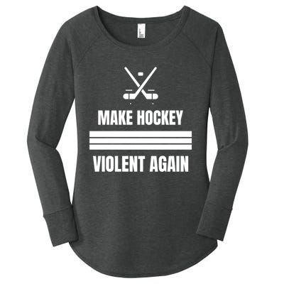 Make Hockey Violent Again Funny Hockey Players Maga Canada Ice Women's Perfect Tri Tunic Long Sleeve Shirt