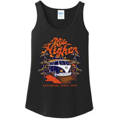 Mile Higher Van Exploring Since 2018 Ladies Essential Tank