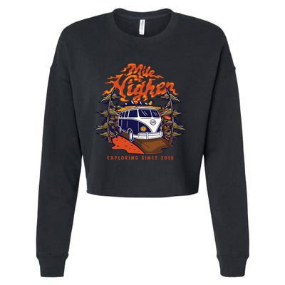 Mile Higher Van Exploring Since 2018 Cropped Pullover Crew