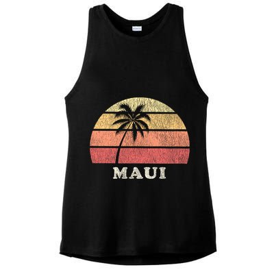 Maui HI Vintage 70s Retro Throwback Design Ladies PosiCharge Tri-Blend Wicking Tank