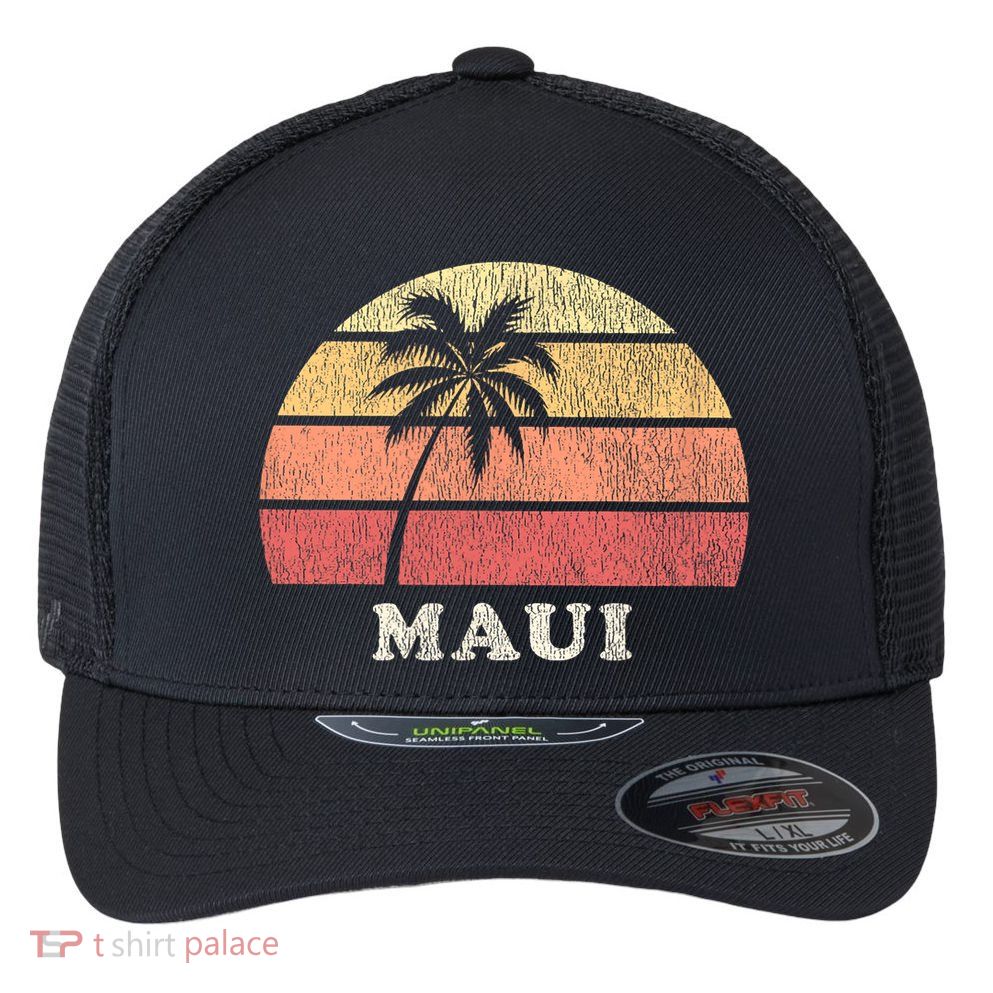 Maui HI Vintage 70s Retro Throwback Design Flexfit Unipanel Trucker Cap