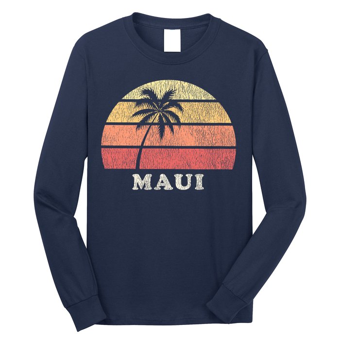 Maui HI Vintage 70s Retro Throwback Design Long Sleeve Shirt