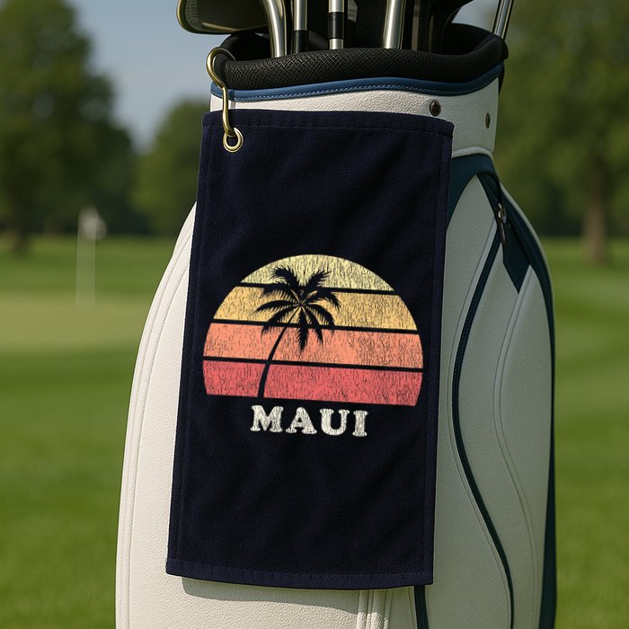 Maui HI Vintage 70s Retro Throwback Design Golf Towel