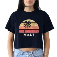 Maui HI Vintage 70s Retro Throwback Design Crop Top