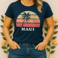 Maui HI Vintage 70s Retro Throwback Design Womens T-Shirt