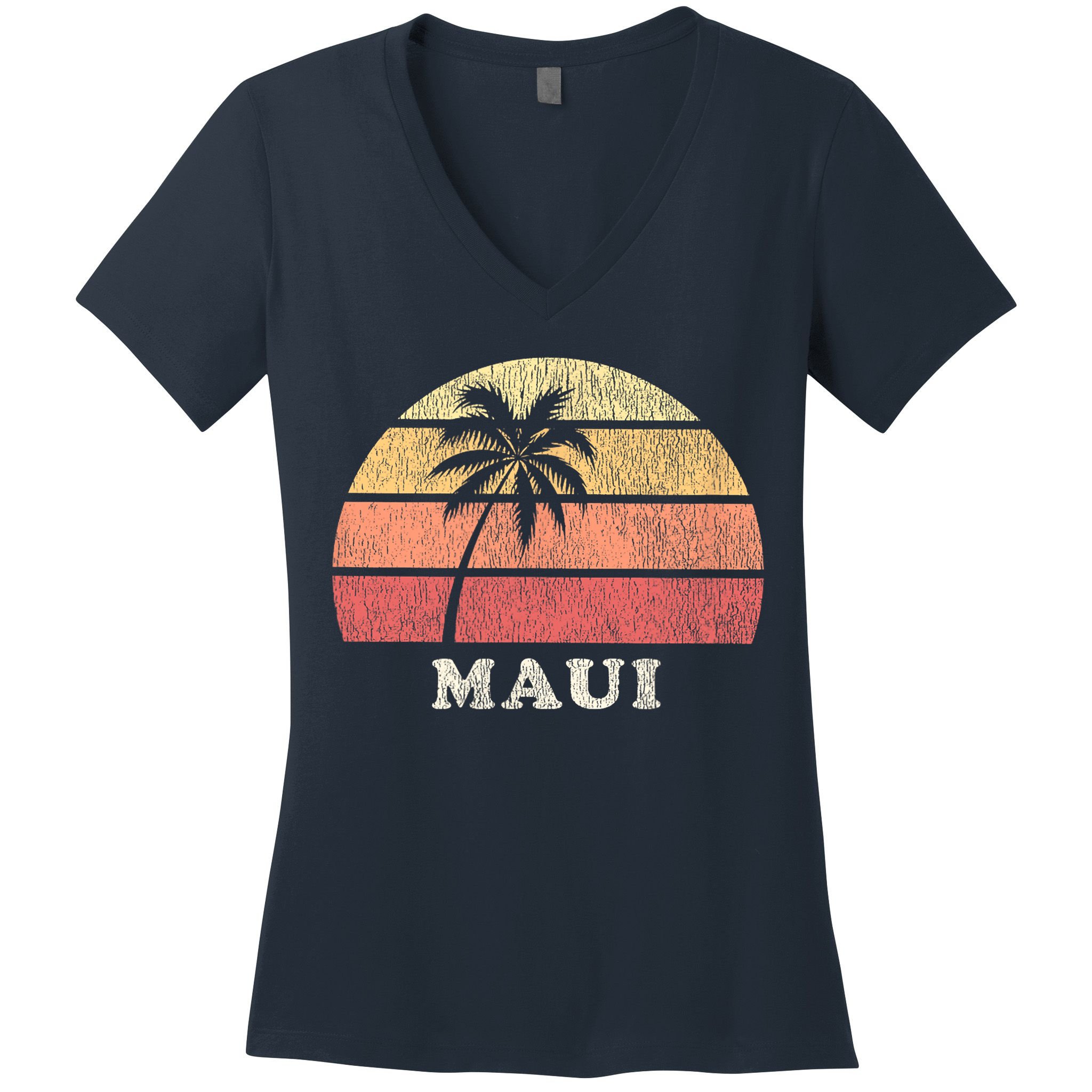 Maui HI Vintage 70s Retro Throwback Design Women's V-Neck T-Shirt