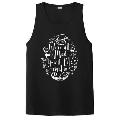 Mad Hatter We're All Quite Mad Here You'll Fit Right In Witches Comfy Halloween PosiCharge Competitor Tank