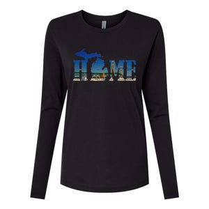 Michigan Home With The Mackinac Bridge Womens Cotton Relaxed Long Sleeve T-Shirt