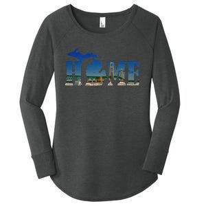 Michigan Home With The Mackinac Bridge Women's Perfect Tri Tunic Long Sleeve Shirt