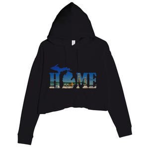 Michigan Home With The Mackinac Bridge Crop Fleece Hoodie