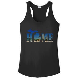 Michigan Home With The Mackinac Bridge Ladies PosiCharge Competitor Racerback Tank