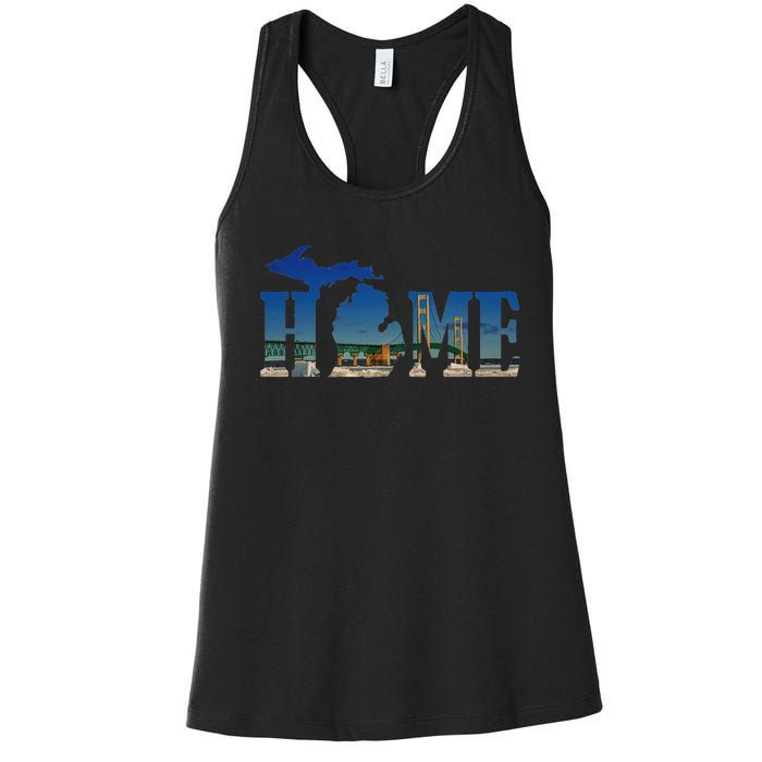 Michigan Home With The Mackinac Bridge Women's Racerback Tank