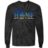 Michigan Home With The Mackinac Bridge Tie-Dye Long Sleeve Shirt