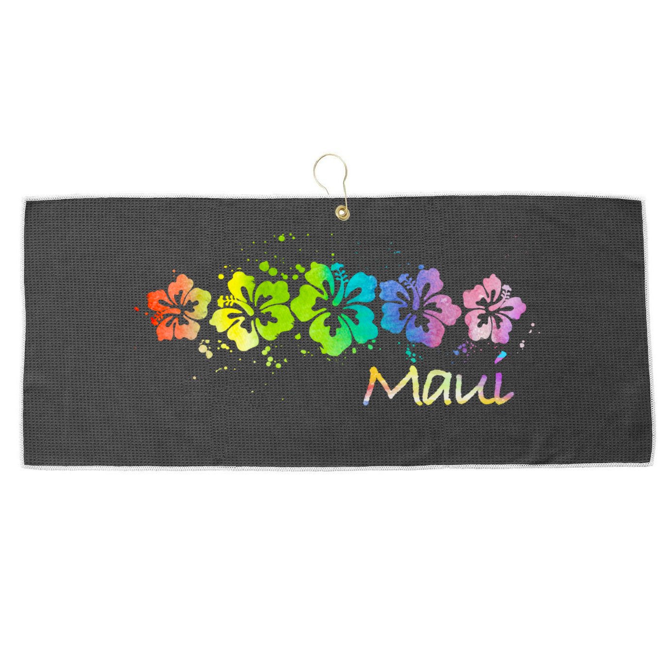 Maui Hawaii Watercolor Beach And Surf Cool Gift Large Microfiber Waffle Golf Towel