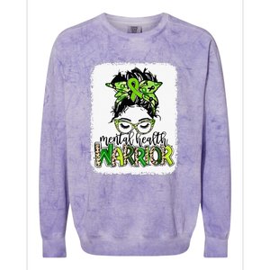 Mental Health Warrior Messy Bun Mental Health Matters Colorblast Crewneck Sweatshirt