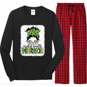 Mental Health Warrior Messy Bun Mental Health Matters Long Sleeve Pajama Set