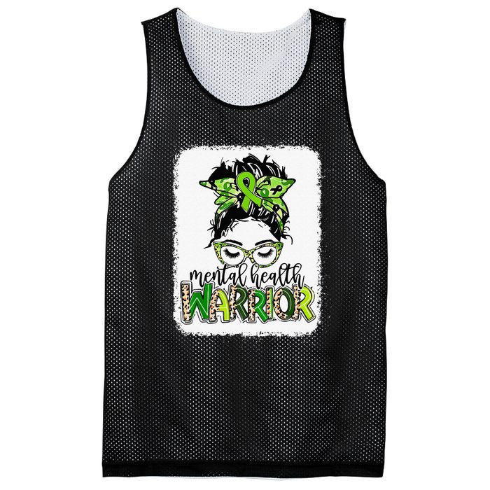 Mental Health Warrior Messy Bun Mental Health Matters Mesh Reversible Basketball Jersey Tank