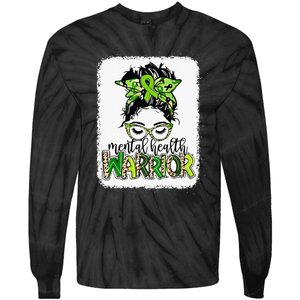 Mental Health Warrior Messy Bun Mental Health Matters Tie-Dye Long Sleeve Shirt