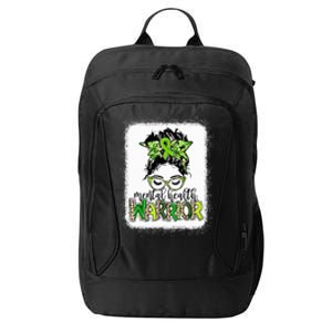 Mental Health Warrior Messy Bun Tal Health Matters Gift City Backpack