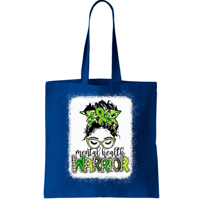 Mental Health Warrior Messy Bun Tal Health Matters Gift Tote Bag