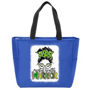 Mental Health Warrior Messy Bun Tal Health Matters Gift Zip Tote Bag