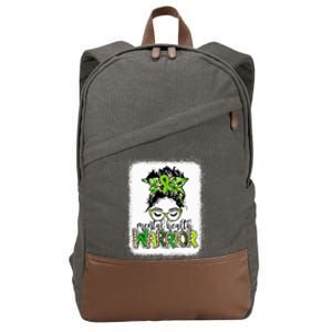 Mental Health Warrior Messy Bun Tal Health Matters Gift Cotton Canvas Backpack