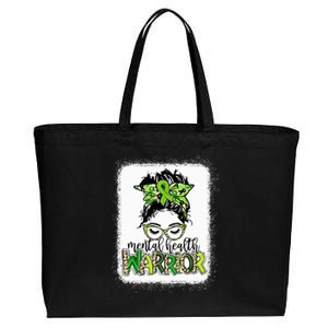 Mental Health Warrior Messy Bun Tal Health Matters Gift Cotton Canvas Jumbo Tote