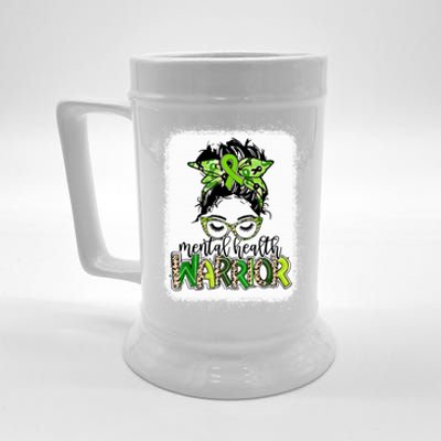 Mental Health Warrior Messy Bun Tal Health Matters Gift Beer Stein