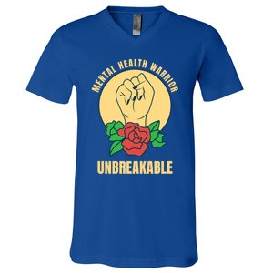 Mental Health Warrior Unbreakable Gift V-Neck T-Shirt