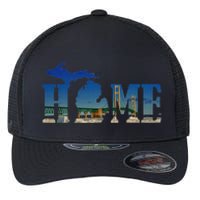 Michigan Home With The Mackinac Bridge Flexfit Unipanel Trucker Cap