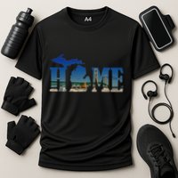 Michigan Home With The Mackinac Bridge Cooling Performance Crew T-Shirt